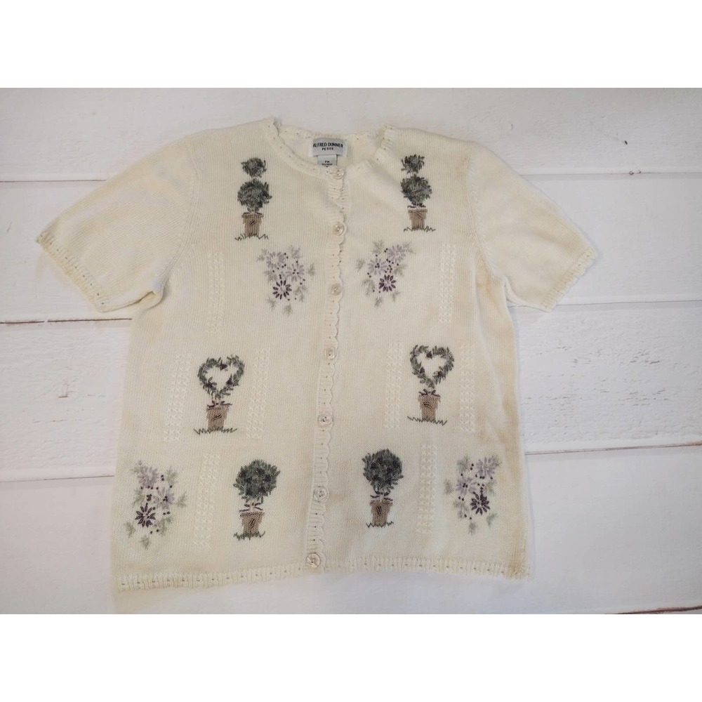 Vintage hand embroidered and beaded Alfred Dunner button sweater
